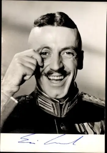 Autogrammkarte Schauspieler Eddi Arent, Portrait, Autogramm, Monokel