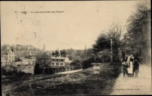 Ak Caen Calvados, un coin du jardin des plantes, Botanischer Garten, Frau mit Kindern