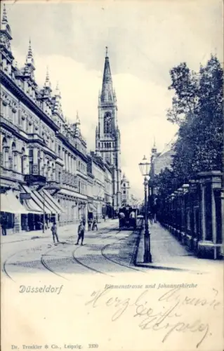 Ak Düsseldorf am Rhein, Blumenstraße, Johanneskirche