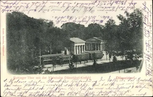 Ak Düsseldorf am Rhein, Ratinger Tor, Kleinbahn