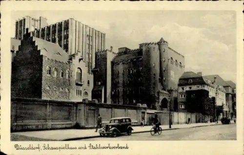 Ak Düsseldorf am Rhein, Große Ausstellung GeSoLei 1926,  Schauspielhaus, Stahlwerkverband, Auto, 