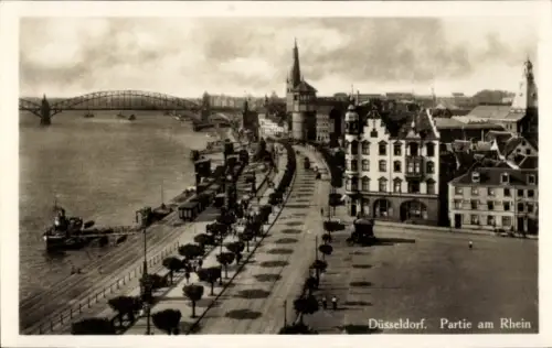Ak Düsseldorf am Rhein, Rheinpromenade