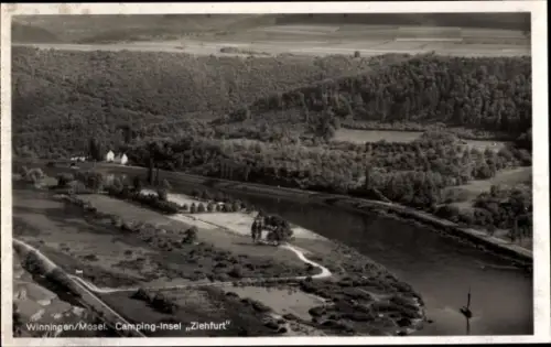 Ak Winningen in Rheinland Pfalz, Campinginsel Ziehfurt, Moselpartie