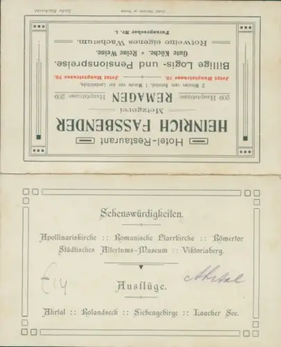 Landkarten Klapp Ak Remagen am Rhein, Apollinariskirche, Romanische Pfarrkirche, Viktoriaberg