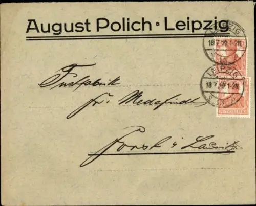 Briefumschlag Leipzig in Sachsen, August Polich