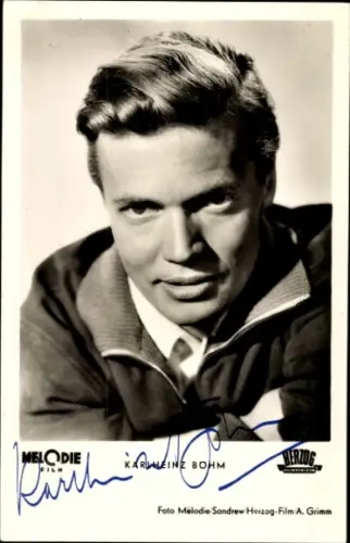 Ak Schauspieler Karlheinz Böhm in Schwedenmädel, Herzog Film, Autogramm