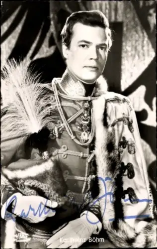 Ak Schauspieler Karlheinz Böhm, Sisi, die junge Kaiserin, Uniform, Autogramm
