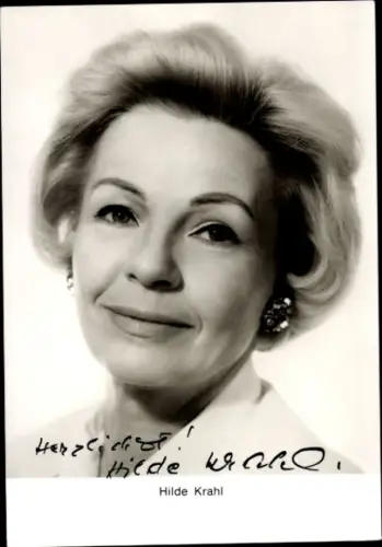 Ak Schauspielerin Hilde Krahl, Portrait, Autogramm