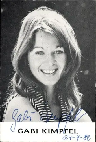 Foto Schauspielerin Gaby Kimpfel, Portrait, Autogramm