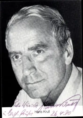 Foto Schauspieler Hans Krull, Portrait, Autogramm
