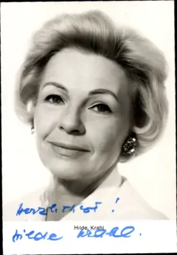 Ak Schauspielerin Hilde Krahl, Portrait, Autogramm