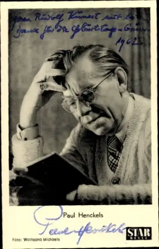 Ak Schauspieler Paul Henckels, Portrait, Autogramm, Buch, Brille