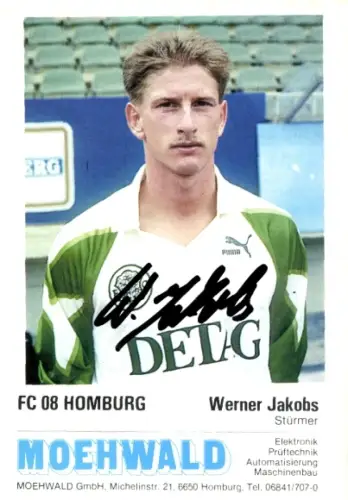 Autogrammkarte Fußballer Werner Jakobs, FC Homburg, Autogramm