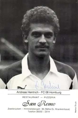 Autogrammkarte Fußballer Andreas Hentrich, FC Homburg, Autogramm