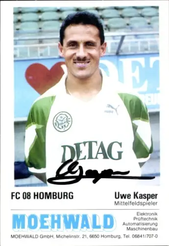 Autogrammkarte Fußballer Uwe Kasper, FC Homburg, Autogramm