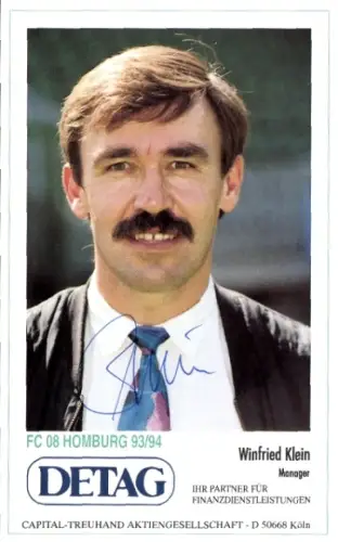 Autogrammkarte Manager Winfried Klein, FC Homburg, Autogramm