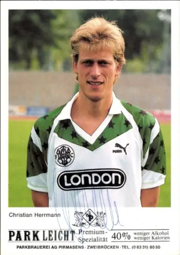 Autogrammkarte Fußballer Christian Herrmann, FC Homburg, Autogramm