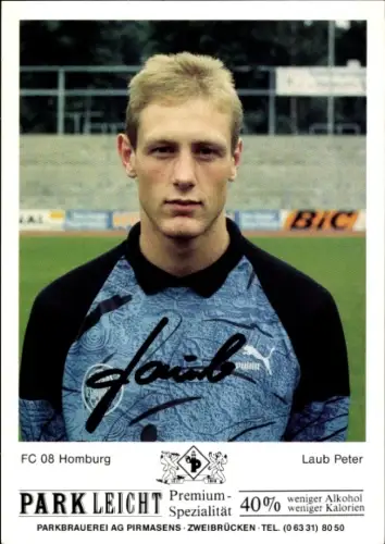 Autogrammkarte Fußballer Peter Laub, FC Homburg, Autogramm