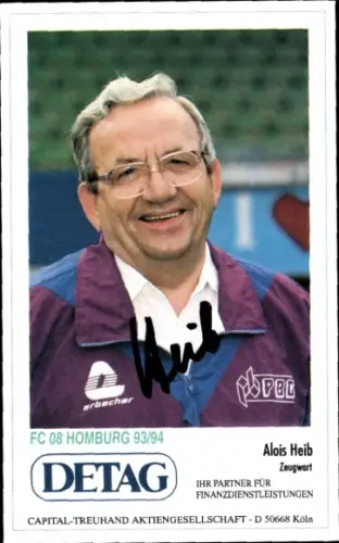 Autogrammkarte Zeugwart Alois Heib, FC Homburg, Autogramm