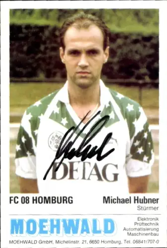 Autogrammkarte Fußballer Michael Hubner, FC Homburg, Autogramm