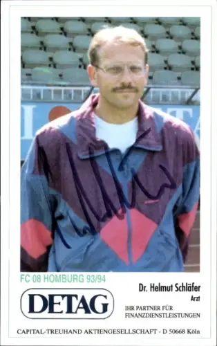 Autogrammkarte Mannschaftsarzt Dr. Helmut Schläfer, FC Homburg, Autogramm