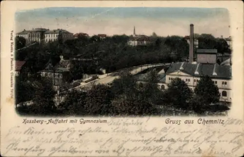 Ak Chemnitz in Sachsen, Kassberg-Auffahrt, Gymnasium
