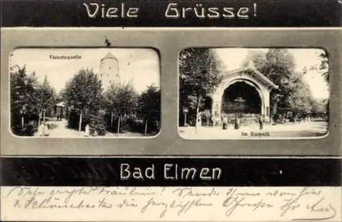 Ak Bad Elmen Salzelmen Schönebeck an der Elbe, Victoriaquelle, Kurpark