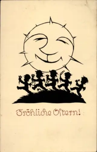 Scherenschnitt Ak Glückwunsch Ostern, Engel