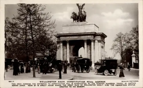 Ak Aldwych London, Wellington Arch, Quadriga Peace, Apsley House, Equestrian Statue