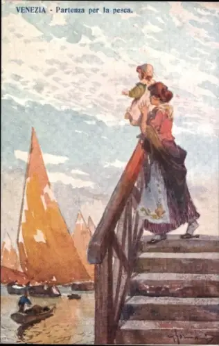 Künstler Ak Venezia Venedig Veneto, Partenza per la pesca