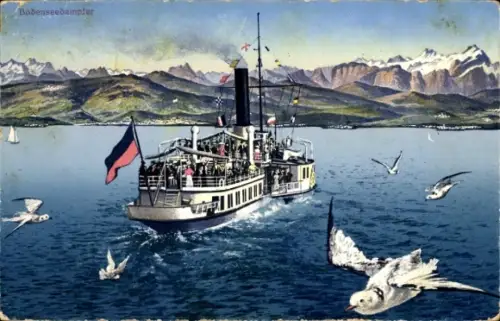 Ak Dampfer auf dem Bodensee