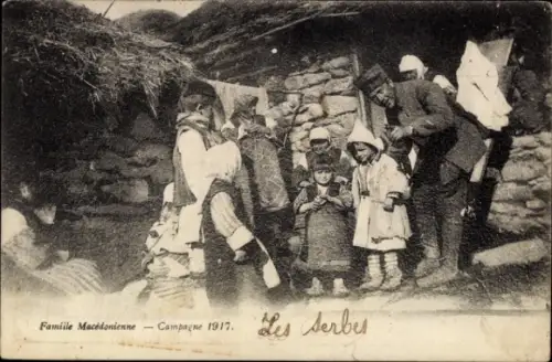 Ak Mazedonische Familie, 1917, I. WK