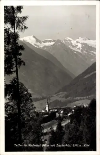 Ak Telfes im Stubai Tirol, Berglandschaft,  Zuckerhütl, Kirche