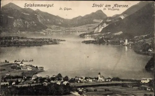 Ak St. Gilgen Salzkammergut in Salzburg, Schafberg,  St. Gilgen, Strobl am Abersee, St. Wolfgang
