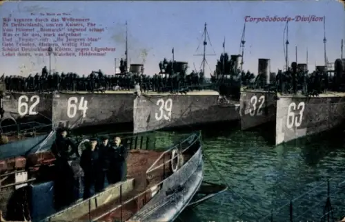 Ak Deutsche Kriegsschiffe, Torpedoboots Division im Hafen, 62, 64, 39, 32, 63
