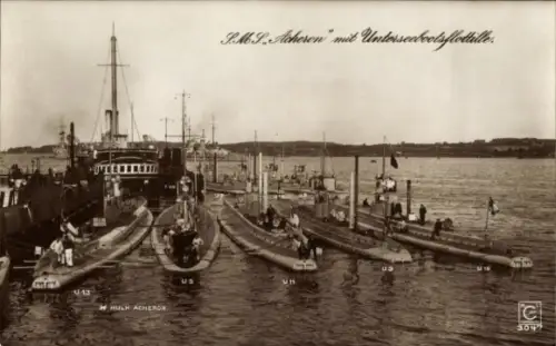 Ak Deutsches Kriegsschiff, SMS Acheron, Deutsche U Boote, Unterseebootsflottille, U 13, U 5, U 11