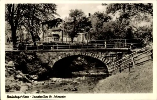 Ak Braunlage im Harz, Sanatorium Dr. Schröder, Brücke