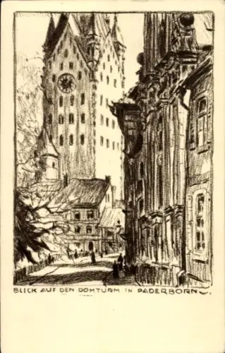 Ak Paderborn in Westfalen, Domturm,  Blick auf den Domturm, Heimatkarte