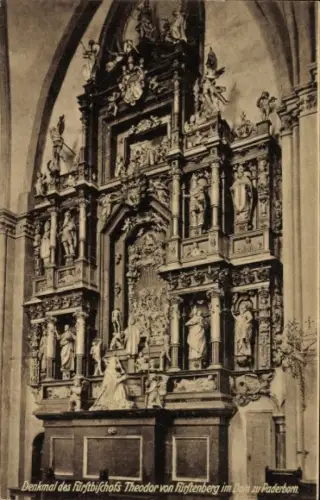 Ak Paderborn in Westfalen, Denkmal des Fürstbischofs Theodor von Fünfhausen, Dom zu Paderborn