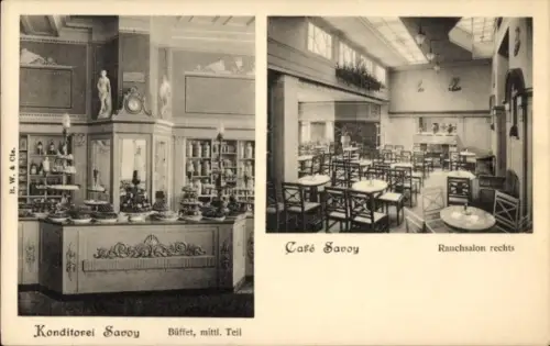 Ak Düsseldorf am Rhein, Café Konditorei Savoy, Rauchsalon, Lloyd-Haus, Graf Adolf Straße 60-62