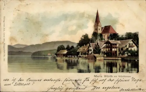 Ak Maria Wörth am Wörthersee Kärnten, Zeichnung des Ortes