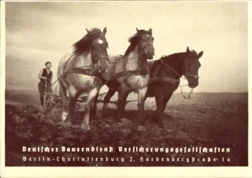Ak Werbung, Deutsche Bauerndienst-Versicherungsgesellschaften, Landwirtschaft