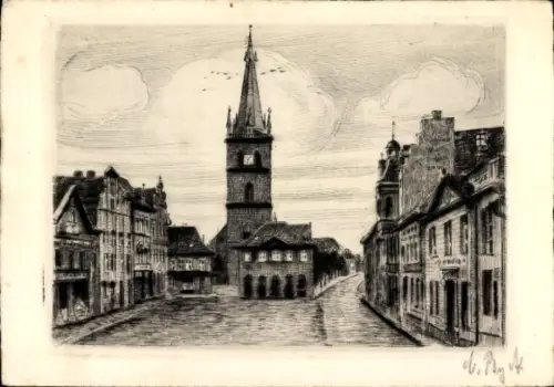 Künstler Ak Dorsten, Blick zum Marktplatz, KIrche 