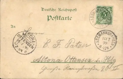 Litho Assmannshausen Rüdesheim am Rhein, Panorama, Rheinstein, Hotel Eulberg