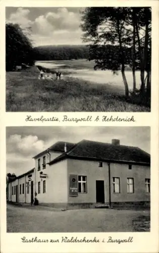Ak Burgwall Zehdenick Oberhavel, Havel, Gasthaus zur Waldschenke