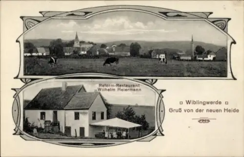 Ak Wiblingwerde im Sauerland, Reform-Restaurant Wilhelm Helermann,  Landschaft mit Kühen