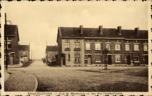Ak Erquelinnes Wallonien Hennegau, Rue de Maubeuge et rue des Combattants