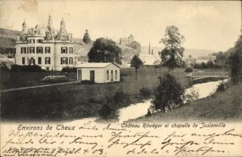 CPA Theux Wallonia Liège, Château Ritwéger et chapelle de Juslenville