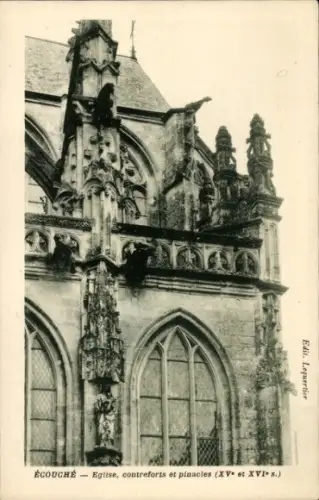 Ak Écouché Orne, Eglise, contreforts, pinacles,  XV et XVI s.