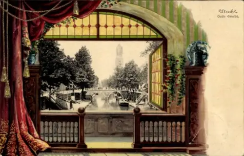 Präge Passepartout Ak Utrecht Niederlande, Oude Gracht